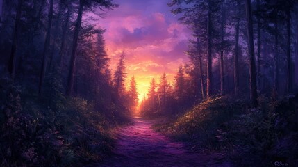 Obraz premium sky painted in hues of pink, orange, and deep violet.