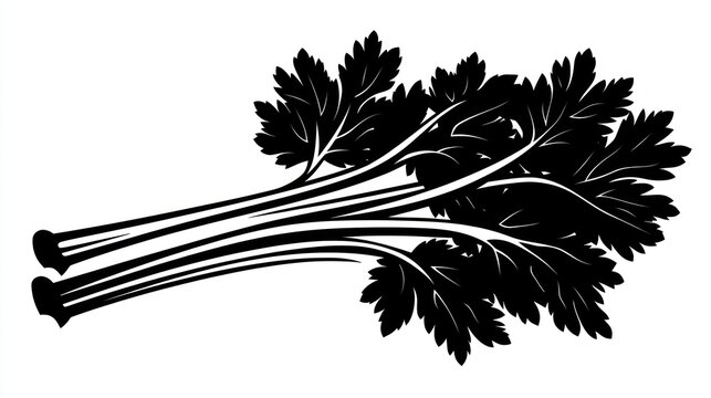 black and white parsley bunch on white clip art preview
