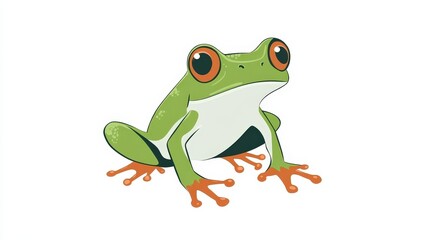 Obraz premium Adorable frog with big eyes posing on a leaf surrounded by greenery in a natural setting