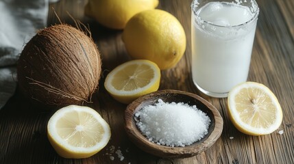homemade electrolyte drink with coconut water, sea salt, and lemon juice for natural hydration