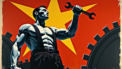 Handyman silhouette chalk art on vibrant orange background for construction websites, renovation blogs and DIY project presentations