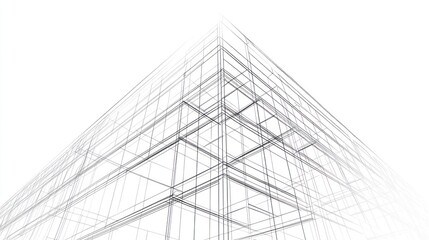 Architectural blueprint of modern building exterior