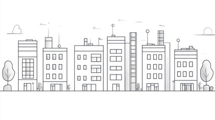 Obraz premium Urban Skyline Line Art. City Buildings Illustration
