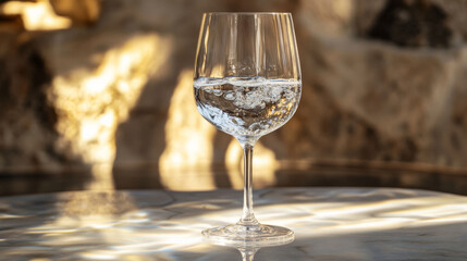 Obraz premium crystal clear glass of water reflects its surroundings beautifully
