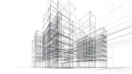 Architectural blueprint of modern skyscrapers