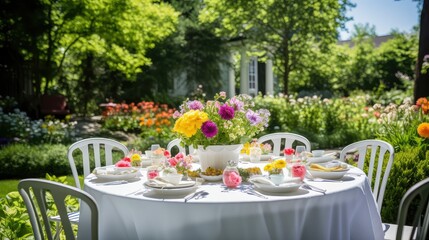 Fototapeta premium garden white table