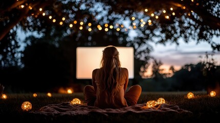 Woman Sitting on Grass in Lush Park Surrounded by Natural Beauty