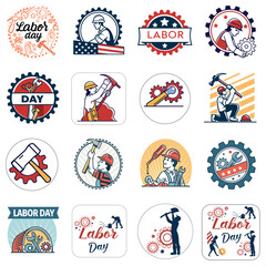 Fototapeta premium Collection of Labor Day themed illustrations and icons, labor day all elements icon set