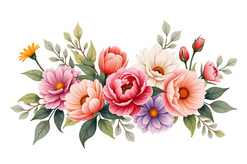 Elegant Watercolor Floral Bouquet | Peony, Daisy & Wildflower Clipart