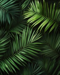Lush green palm fronds create a vibrant, tropical backdrop.