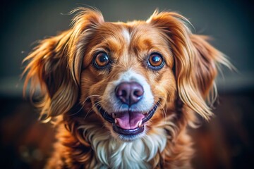 Fototapeta premium Playful Puppy Mischief: Adorable Dog with Cheeky Expression in Portrait