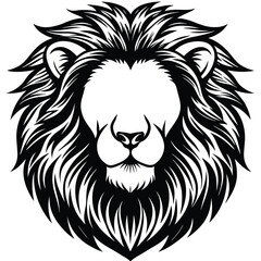 lion in black and white with blue eyes