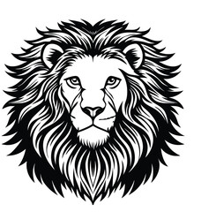 lion in black and white with blue eyes