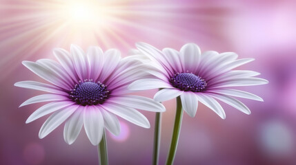 Beautiful flowers with purple centers against pastel background