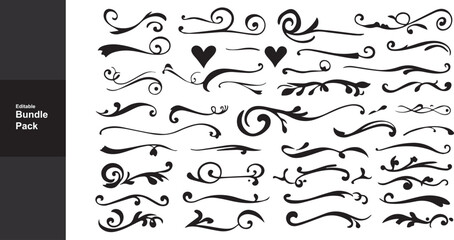 Obraz premium Elegant Vector Swirls & Flourishes: Decorative Divider Bundle Pack for Graphic Design, Invitations, and Vintage Style Projects