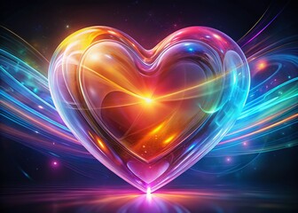 Radiant Translucent Heart: Futuristic Abstract Art Stock Photo