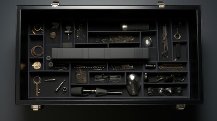 Fototapeta premium glossy open black box top view