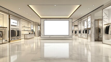 Fashion retail store interior design showcase modern shopping mall image display elegant environment wide-angle view