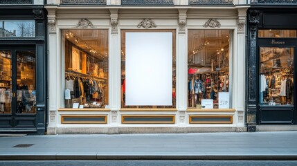 Storefront display of fashion retail paris window shopping urban environment street view retail concept