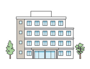 介護施設または医療施設の建物のイラスト斜め