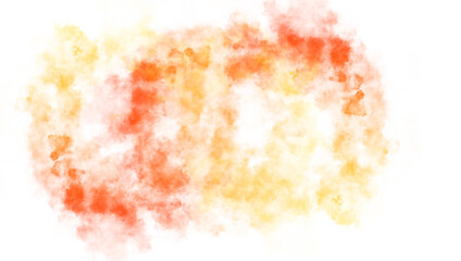 Watercolor paint stains on transparent background. Colorful smoke and fogg overlay cutout. Png image