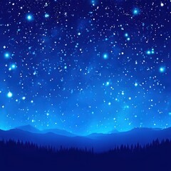 Naklejka premium an AI Image Generator, Starry Night Sky Above a Scenic Forest and Mountain