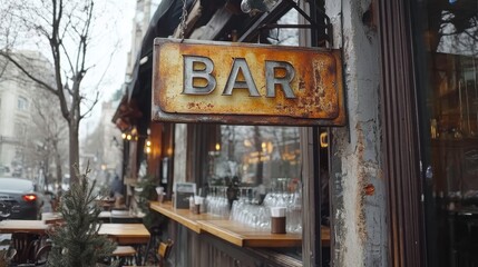 Evening gathering at a cozy bar urban street photography calm atmosphere eye-level view social experience