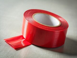 Red Duct Tape Close-Up: High-Resolution Stock Photo of Adhesive Tape