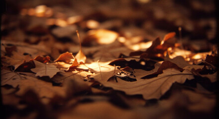 Golden Autumn Leaves Covering the Forest Floor