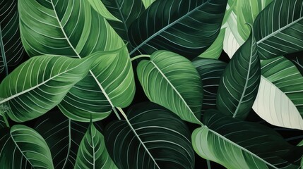 Obraz premium geometric painted green leaves