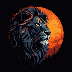 an AI Image Generator, Majestic Lion Illustration Against