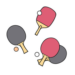 卓球のラケットとピンポン球のイラスト