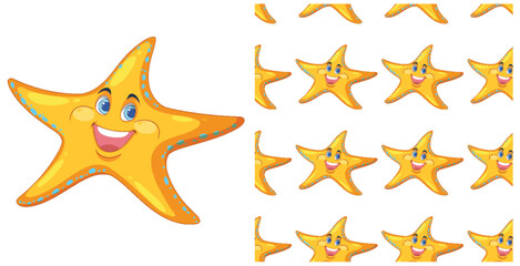 Cheerful Starfish Seamless Pattern Design
