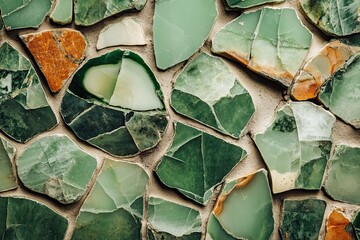 Cracked jade stone pieces with natu