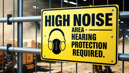 High noise area hearing protection required industrial warning sign