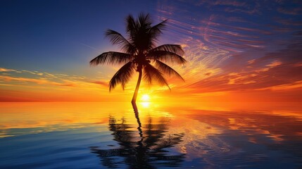tropical sun wave palm tree