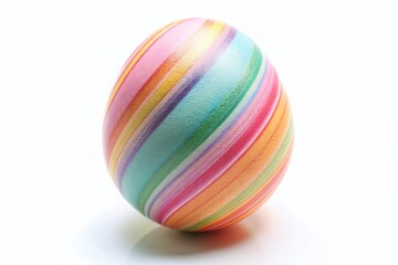 Retro Pastel Striped Easter Egg on White Background - Spring Holiday Decoration