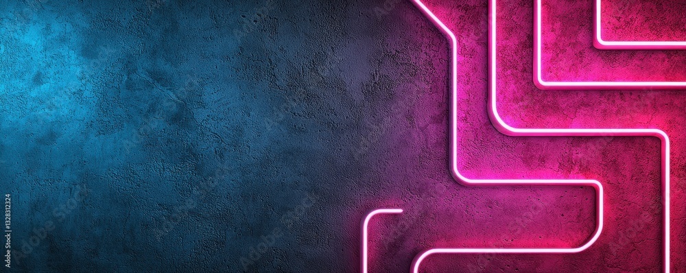 Poster A vibrant abstract background featuring neon lights in blue and pink against a textured surface, creating a modern and dynamic aesthetic.