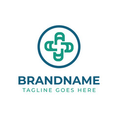 Fototapeta premium Letters AAAA Medical Cross Circle Logo, symbolizing health, care, and balance