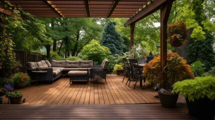 Obraz premium greenery wood decking