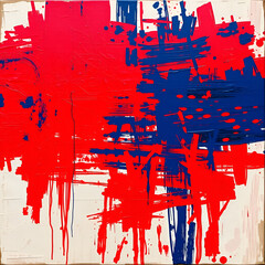  brushstrokes of red and blue paint background 