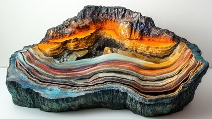 volcanic core with layers of unique minerals