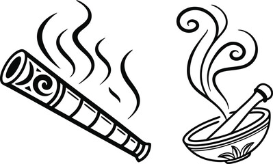 Smoke icon vector  Steam symbol illustration black color line art
