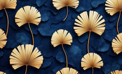 Golden leaves on dark background