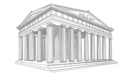 Fototapeta premium Classical Greek Temple Architectural Drawing