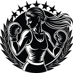 Woman Boxing silhouette vector