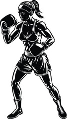 Fototapeta premium boxer woman vector silhouette