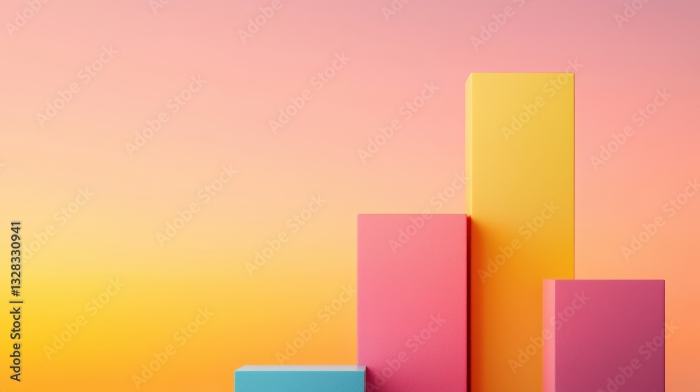 Poster The image features colorful geometric blocks arranged in a gradient background, creating a vibrant and modern aesthetic.