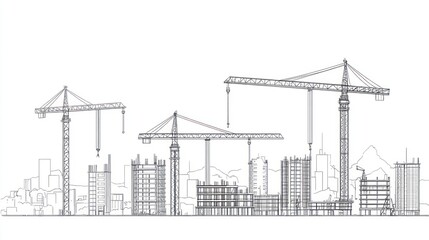 Construction Site Blueprint Cityscape