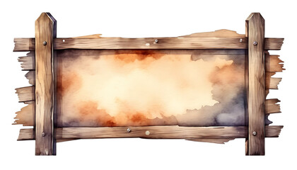 Naklejka premium Watercolor illustration of a wooden signboard png